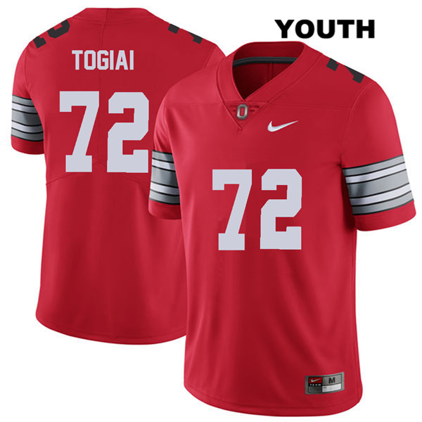 Ohio State Buckeyes Youth Tommy Togiai #72 Red Authentic Nike 2018 Spring Game College NCAA Stitched Football Jersey UN19K05WW